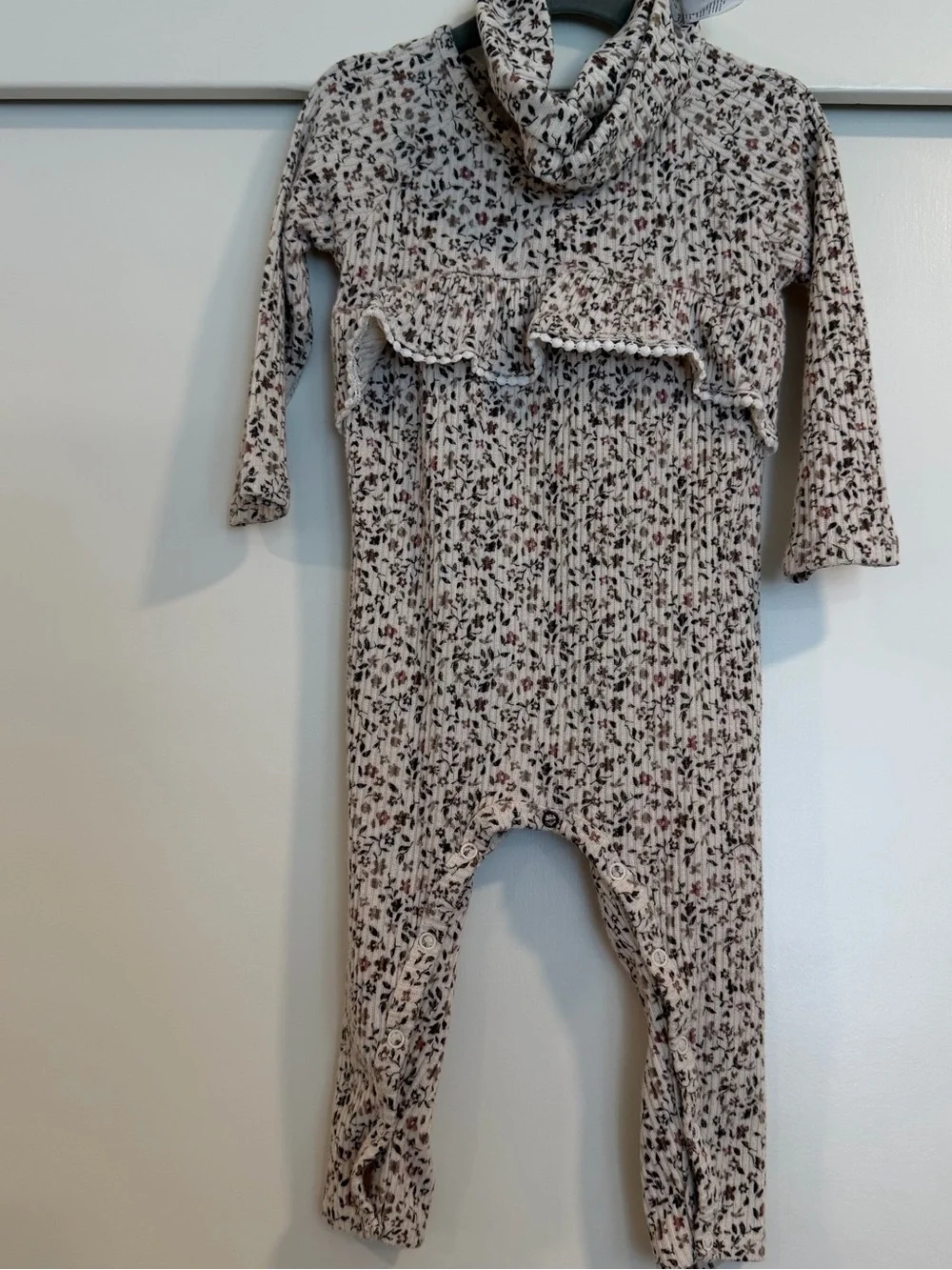 Toddler Floral Ruffle One-Piece Romper - Cream